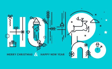 Düz çizgili Tema Noel ve yeni yıl vektör çizim