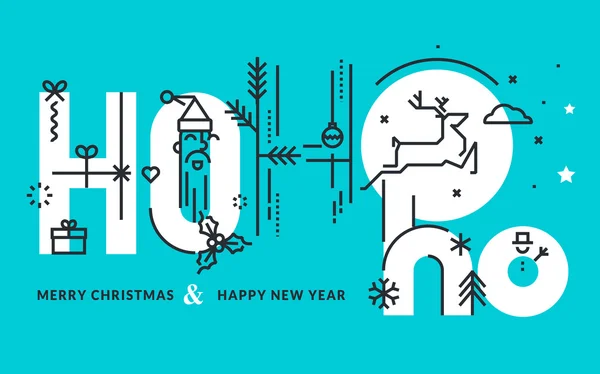 Diseño de línea plana Navidad y Año Nuevo vector ilustración — Vector de stock