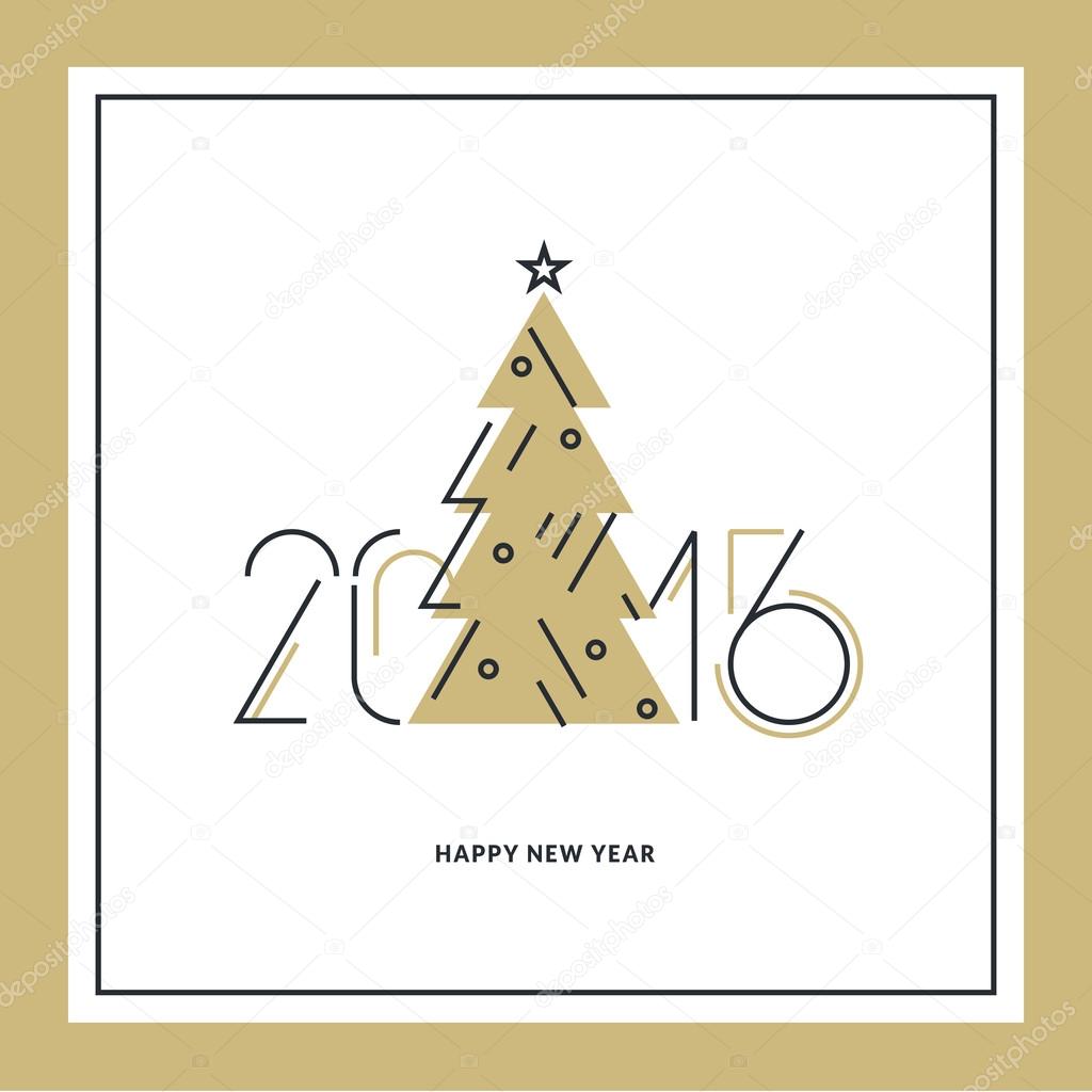 Flat line design New Year's greeting card and banner template.