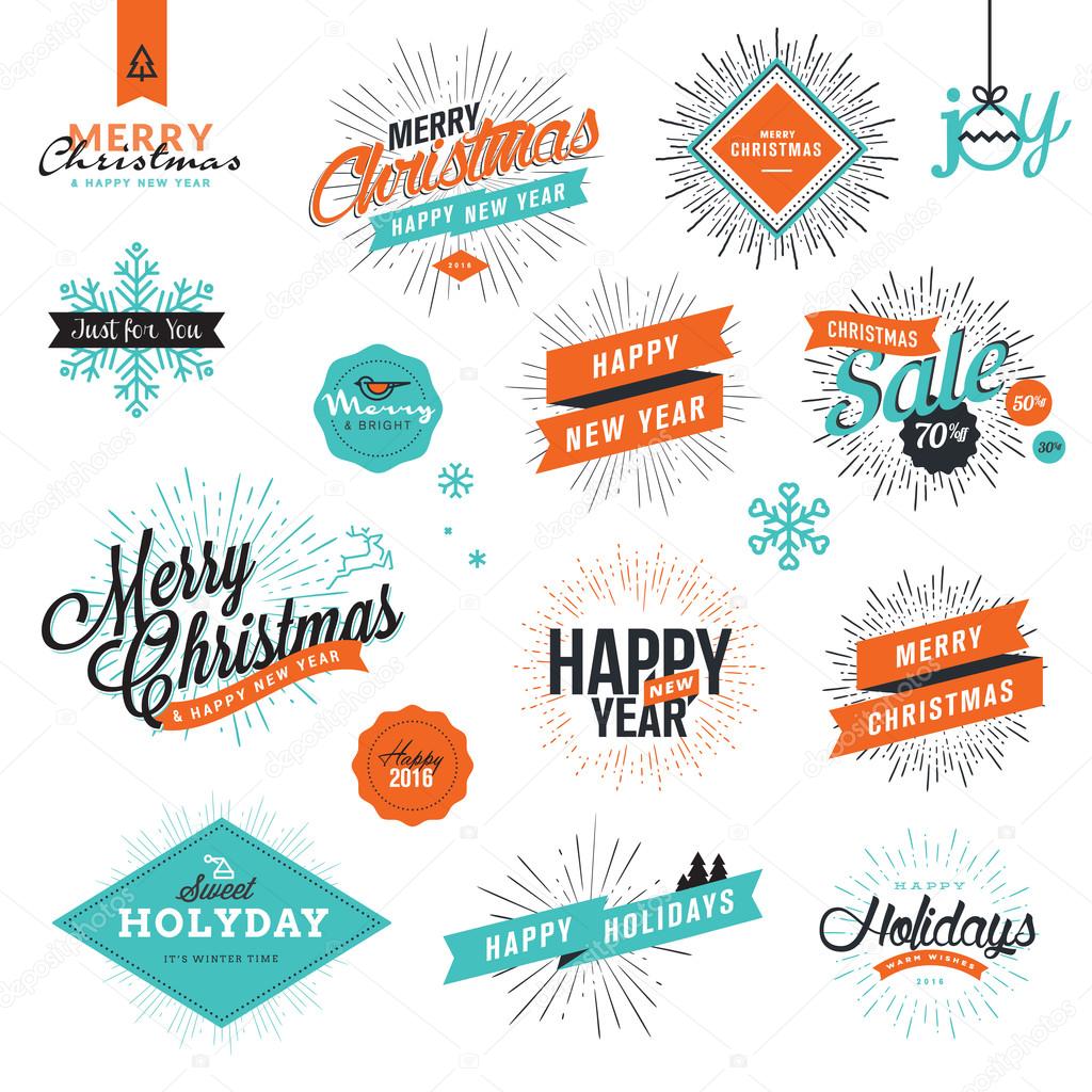 Christmas and New Year's vintage style signs