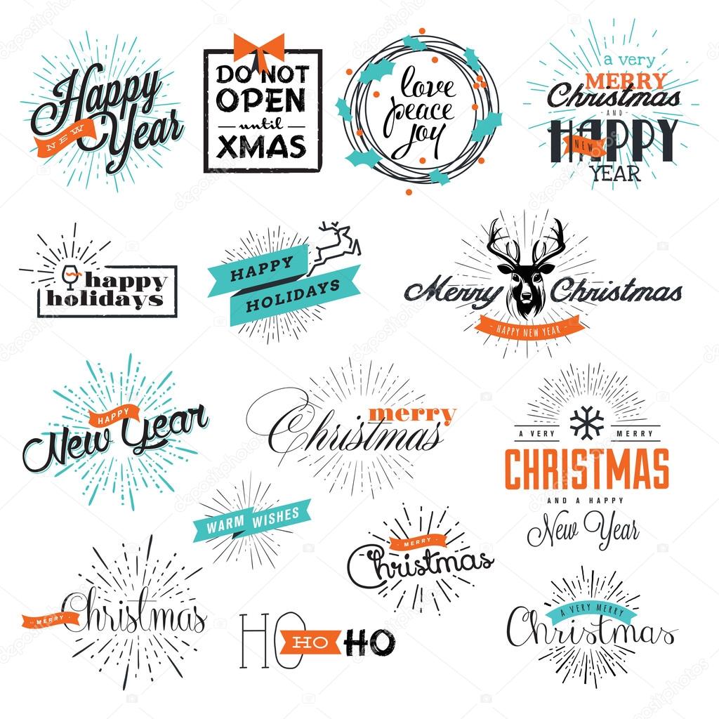 Set of Christmas and New Year's signs