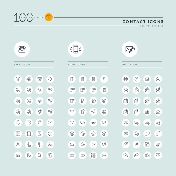 Thin line web icons collection for contact us, communication, support, office. Icons for web and app design. — Stock Vector