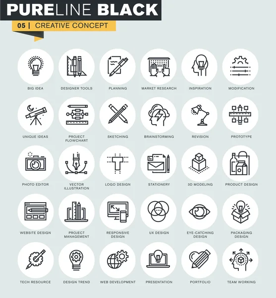 Set of thin line web icons of graphic design and project workflow. Royalty Free Stock Illustrations
