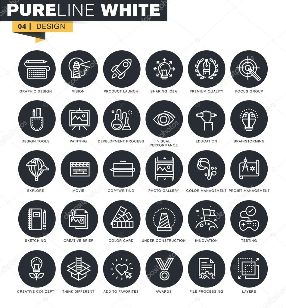 Set of thin line icons
