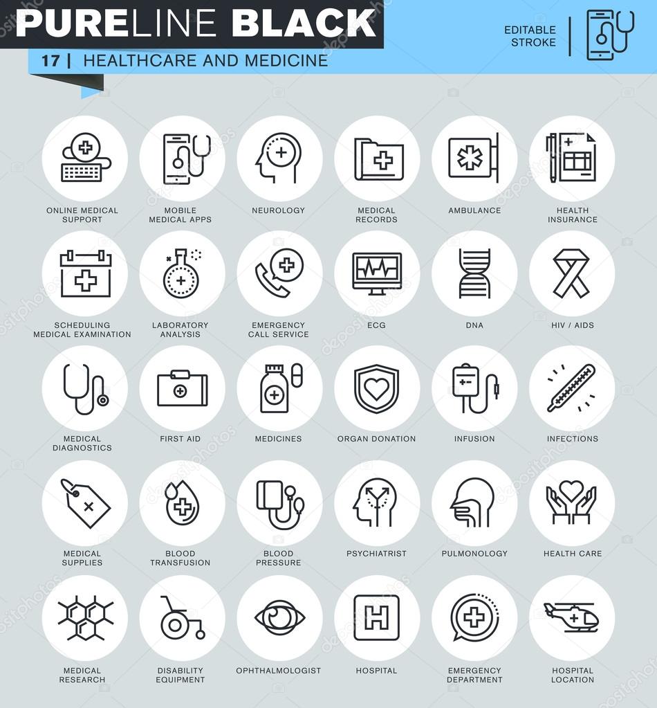 Set of thin line icons