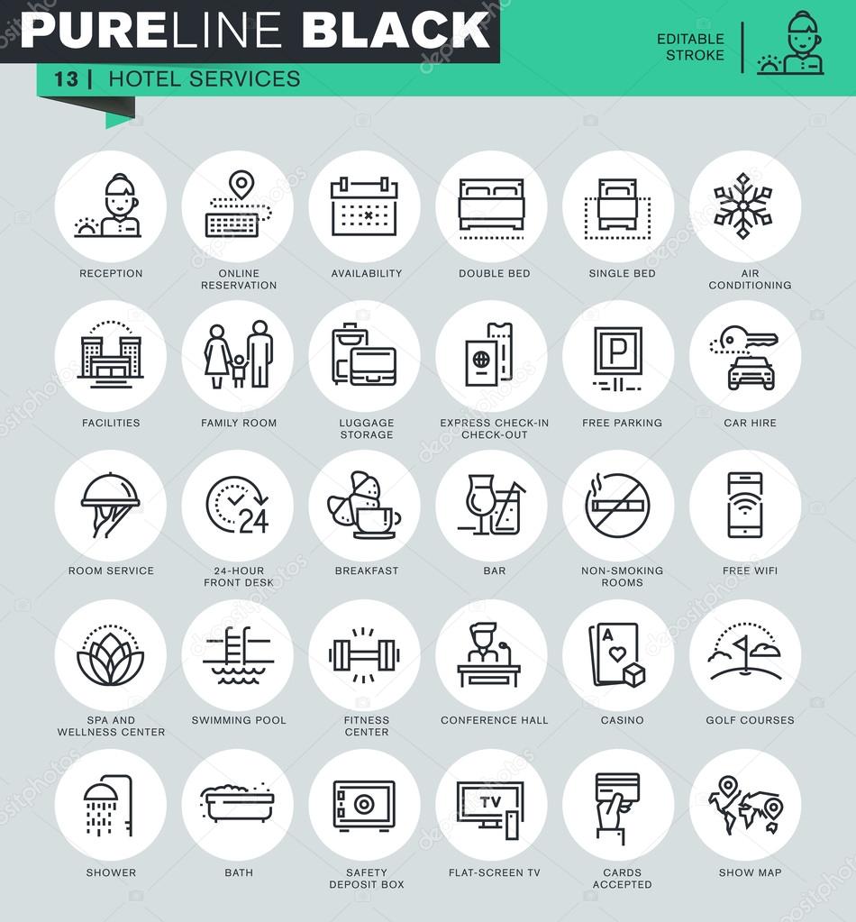 Set of thin line icons