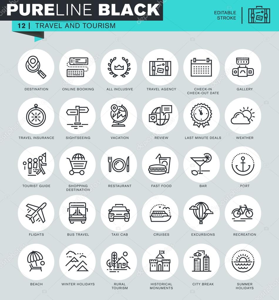 Set of thin line icons