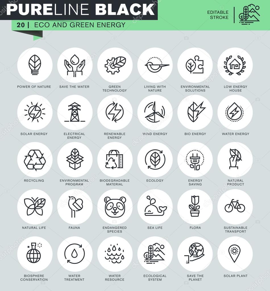 Set of thin line icons