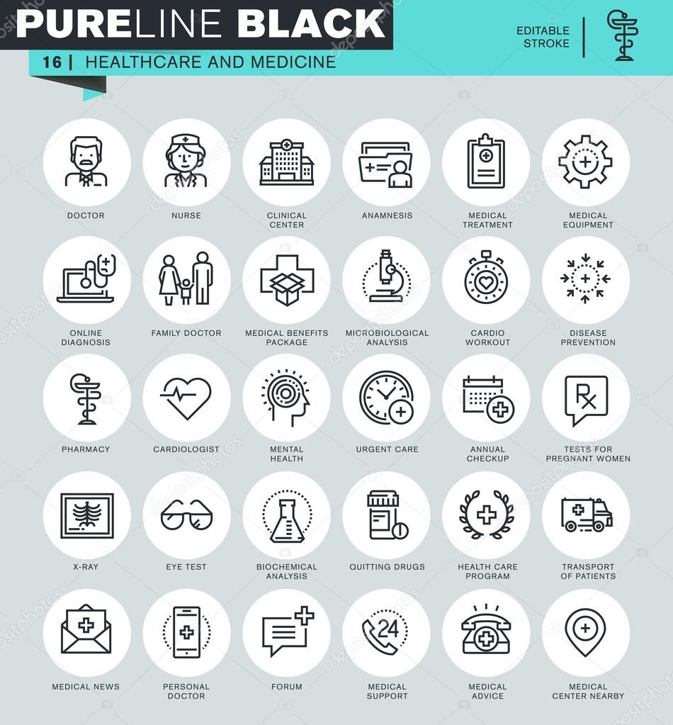 Set of thin line icons