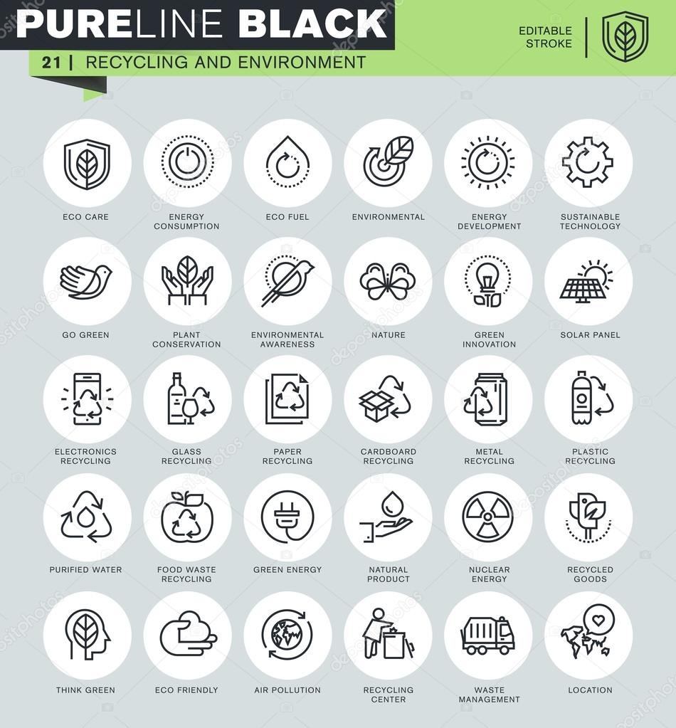 Set of thin line icons