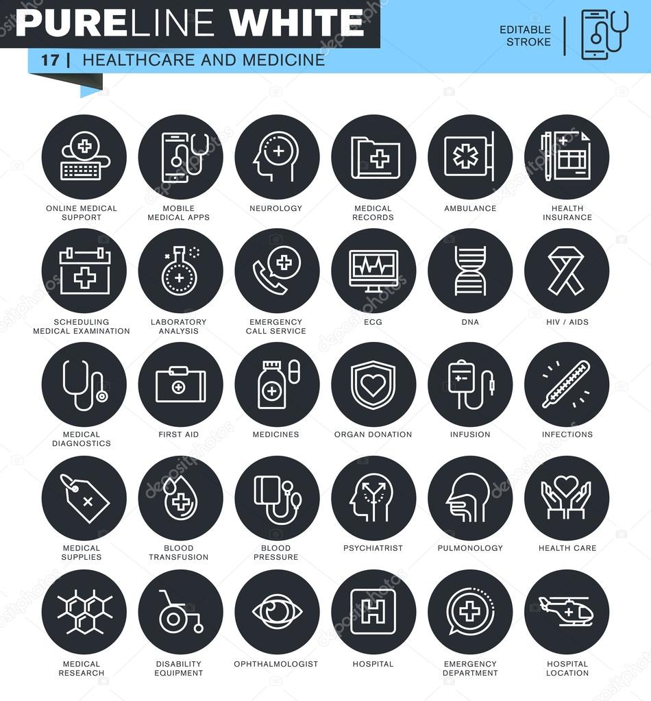 Set of thin line icons