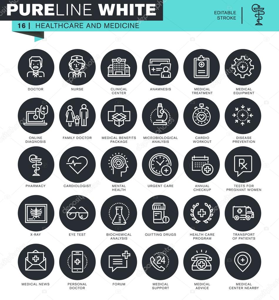 Set of thin line icons