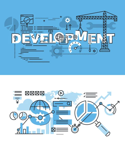 Conjunto de conceptos modernos de ilustración vectorial para el desarrollo de sitios web y aplicaciones y SEO — Archivo Imágenes Vectoriales