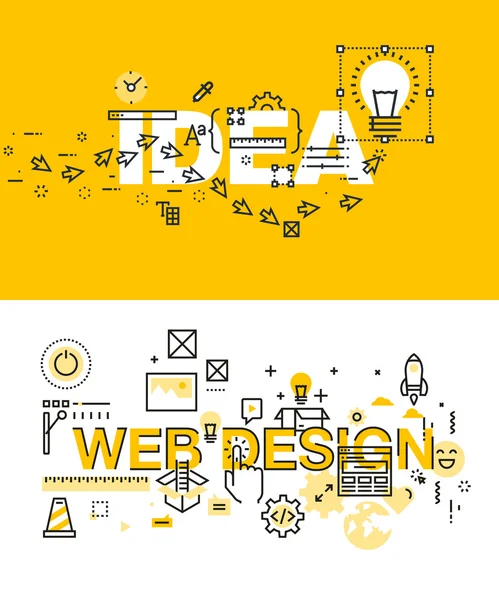 Ensemble de concepts modernes d'illustration vectorielle de mots idée et web design — Image vectorielle