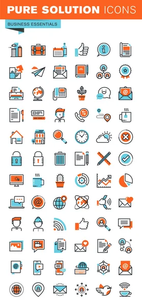Thin line web icons for business, office, communication, online support, social media, networking, digital marketing, for websites and mobile websites and apps. Stock Vector