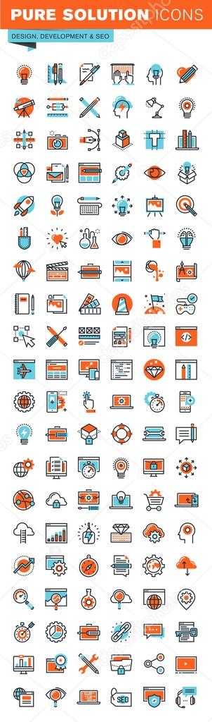 Thin line web icons for graphic design, website and app design and development, seo, art and creative process, for websites and mobile websites and apps.