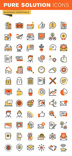 Grundlegende dünne Linie flaches Design Web-Icons Sammlung — Stockvektor