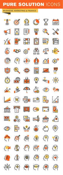 İş, finans ve ince çizgi düz tasarım pazarlama web Icons collection — Stok Vektör