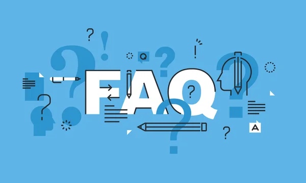 Concetto di design sottile per banner di siti Web FAQ — Vettoriale Stock