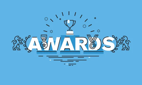 Thin line flat design banner for awards web page Stock Illustration