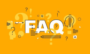 Thin line flat design banner for FAQ web page, online support, help, product and service information clipart