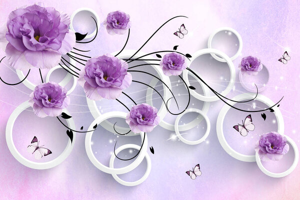 3D дизайн обоев с цветами для фотографического фона
