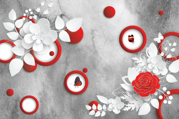 White Flowers Background Design Wallpaper — Foto de Stock