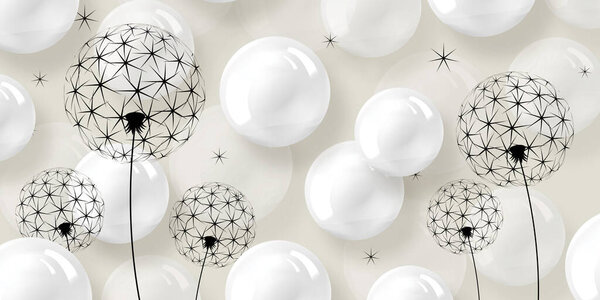 Одуванчик цветы обои с 3D обои фон