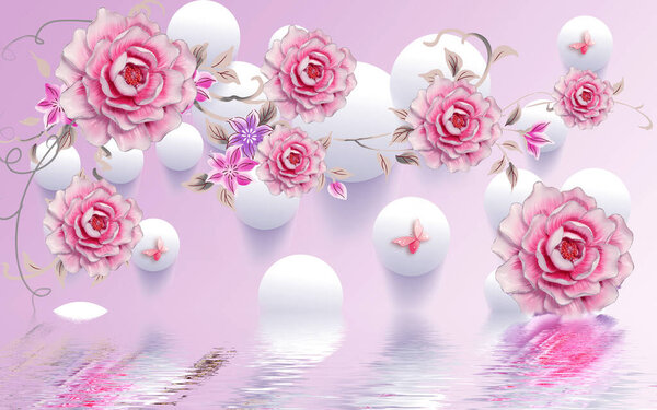 3D иллюстрация красивых розовых цветов 3d фона 3D обои