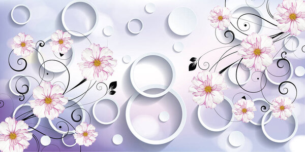 3d иллюстрация - цветочный с 3d кругом