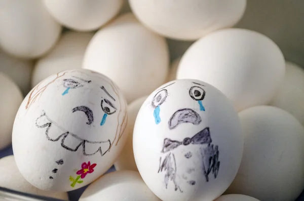 Eggs with painted faces
