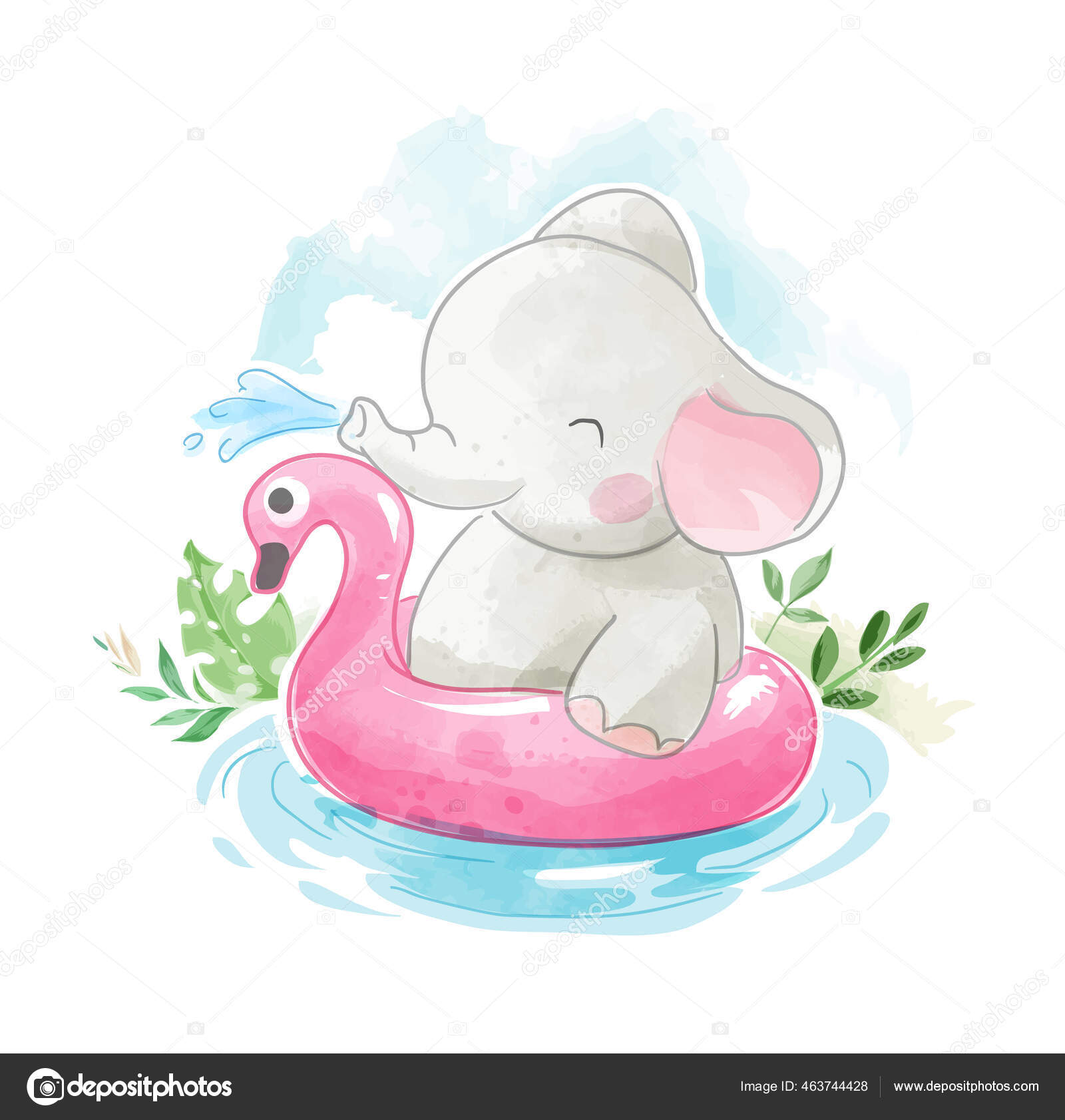 小さな池のイラストで泳ぐリングとかわいい象 ストックベクター C Mykrit 小さな池のイラストで泳ぐリングとかわいい象 ストックベクター C Mykrit
