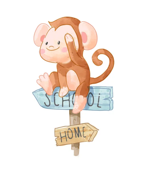 Ilustração de desenho animado de macaco fofo pendurado em árvore 3513751  Vetor no Vecteezy