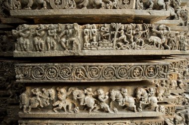 Beluru ve Halebeedu Karnataka Hindistan 'ın antik heykelleri