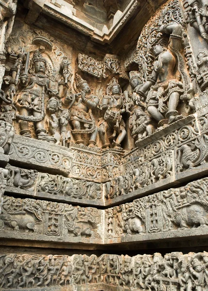 Sculptures Anciennes Beluru Halebeedu Karnataka Inde — Photo