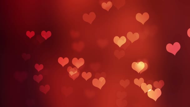 Abstrakter Valentinshintergrund Mit Bokeh Und Herzen — Stockvideo
