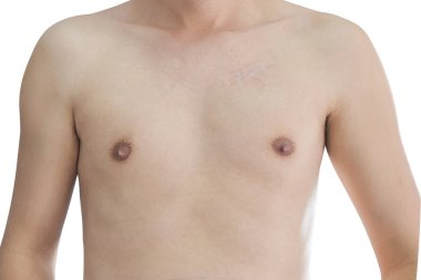 Zayıf adam beyaz arka planda izole edilmiş..