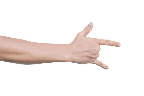 Mężczyzna Ręka Love You Znak Izolowane Białym Tle Ścieżką Wycinania — Zdjęcie stockowe