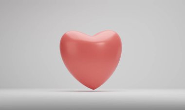 3D görüntüleme, beyaz stüdyo arka planında ikon kalpler. Tebrik kartı tasarımı için sevgi sembolleri.