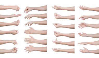 Multiple set of man hands gestures isolated on white background. with clipping path. clipart