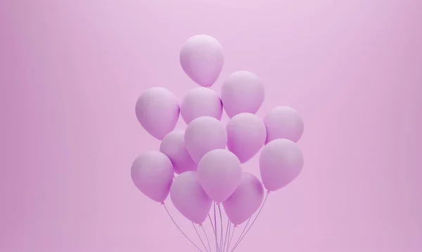 Conjunto Balões Fundo Pastel Rosa Para Aniversário Festa Promoção Momento — Fotografia de Stock