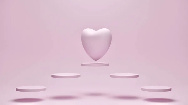 Heart Flying Geometric Pink Color Background Mother Valentine Day Birthday — Stock Photo, Image