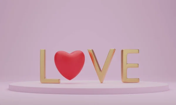 Rendering Alphabet Love Heart Presentation Podium Valentine Day Concept Design — Stock Photo, Image