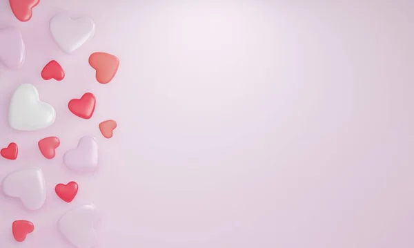 렌더링 Heart Pink Background 어머니 발렌타인 디자인에 사랑의 — 스톡 사진