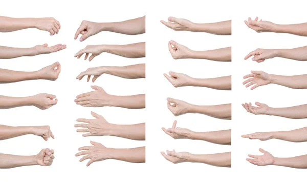 Multiple Set Man Hands Gestures Isolated White Background Clipping Path — Stock Photo, Image