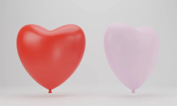 Coração Balão Vermelho Rosa Sobre Fundo Branco Feliz Dia Dos — Fotografia de Stock