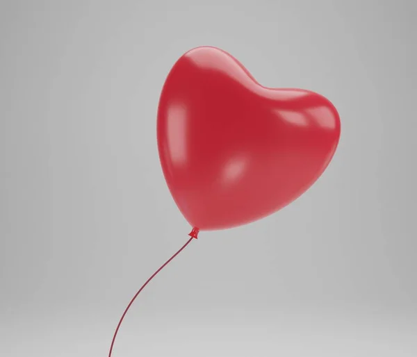 Coração Balão Vermelho Sobre Fundo Branco Feliz Dia Dos Namorados — Fotografia de Stock