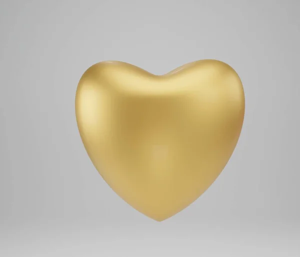 Goldenes Liebesherz Auf Weißem Hintergrund Darstellung — Stockfoto