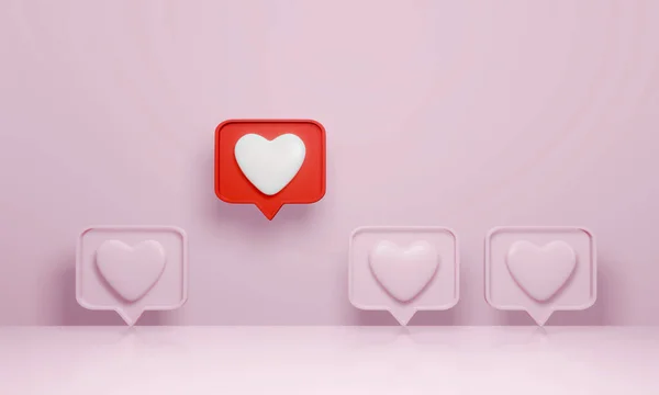 Візуалізація Сповіщення Соціальних Мереж Значок Серця Червоній Бульбашці Мовлення Виділяються — стокове фото