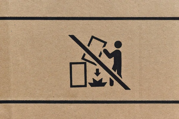 Kartondoboz Lezárása Csomagolási Szimbólumokkal Háttérként Törékeny Darabra Utaló Szimbólummal Ellátott — Stock Fotó